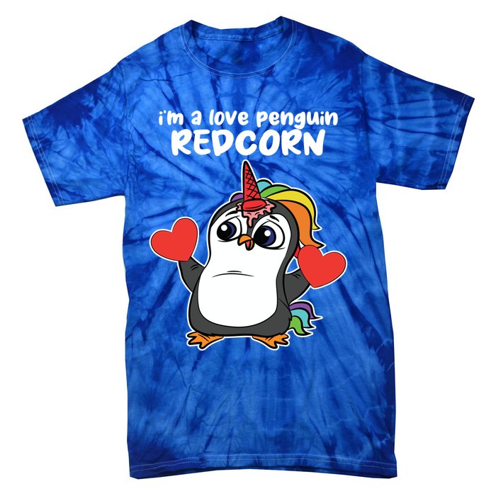 Penguin Unicorn Valentines Day Cute Magical Mystical Animal Gift Tie-Dye T-Shirt