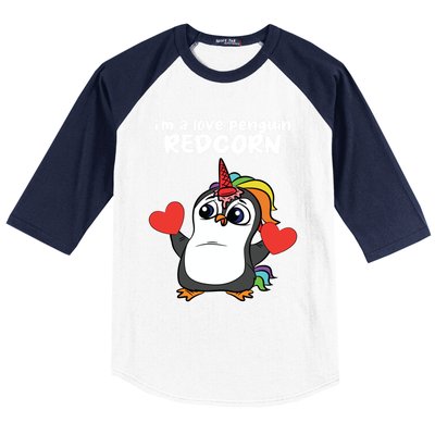 Penguin Unicorn Valentines Day Cute Magical Mystical Animal Gift Baseball Sleeve Shirt