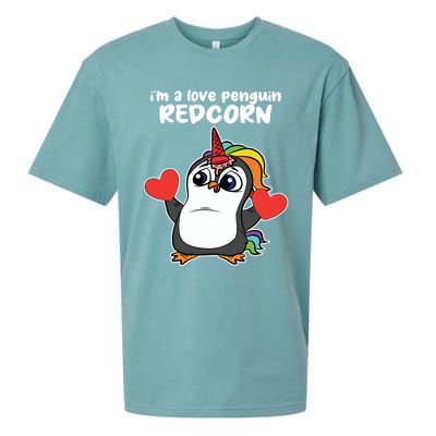 Penguin Unicorn Valentines Day Cute Magical Mystical Animal Gift Sueded Cloud Jersey T-Shirt