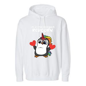 Penguin Unicorn Valentines Day Cute Magical Mystical Animal Gift Garment-Dyed Fleece Hoodie