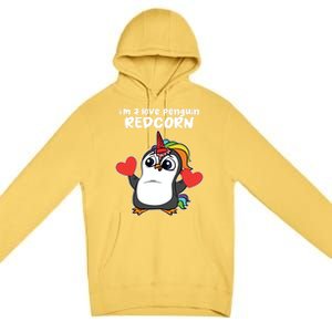 Penguin Unicorn Valentines Day Cute Magical Mystical Animal Gift Premium Pullover Hoodie