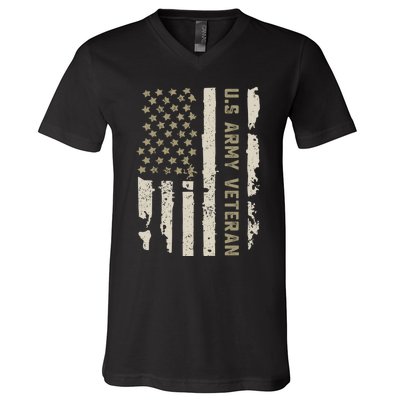 Proud Us Veteran American Flag V-Neck T-Shirt