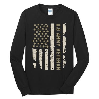 Proud Us Veteran American Flag Tall Long Sleeve T-Shirt