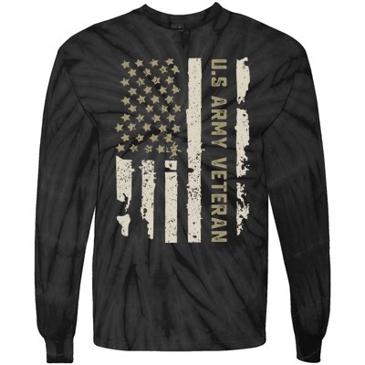 Proud Us Veteran American Flag Tie-Dye Long Sleeve Shirt