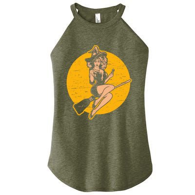 Pin Up Witch Halloween Pinup Girl Halloween Women’s Perfect Tri Rocker Tank