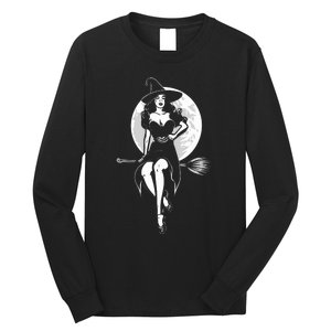 Pin Up Witch Halloween Pinup Halloween Long Sleeve Shirt