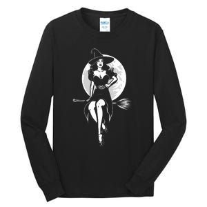 Pin Up Witch Halloween Pinup Halloween Tall Long Sleeve T-Shirt