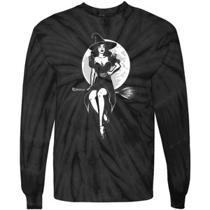 Pin Up Witch Halloween Pinup Halloween Tie-Dye Long Sleeve Shirt