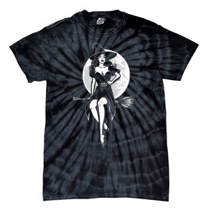 Pin Up Witch Halloween Pinup Halloween Tie-Dye T-Shirt