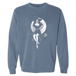 Pin Up Witch Halloween Pinup Halloween Garment-Dyed Sweatshirt