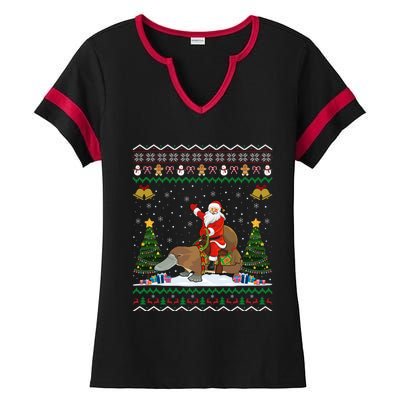 Platypus Ugly Xmas Gift Santa Riding Platypus Christmas Meaningful Gift Ladies Halftime Notch Neck Tee