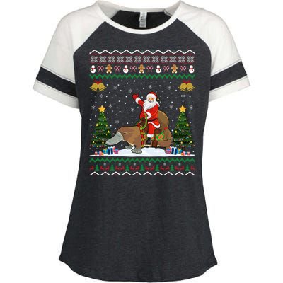 Platypus Ugly Xmas Gift Santa Riding Platypus Christmas Meaningful Gift Enza Ladies Jersey Colorblock Tee