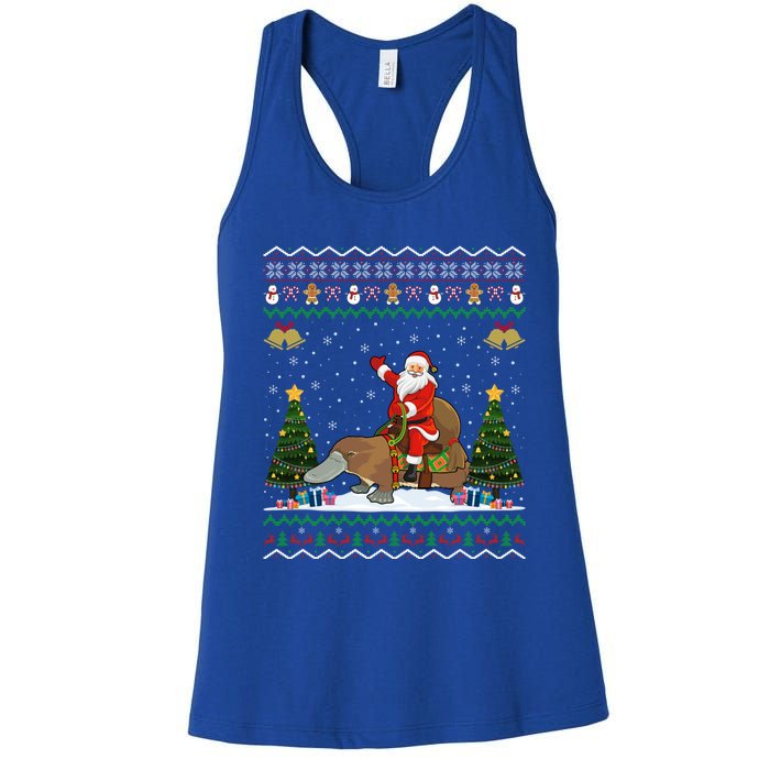 Platypus Ugly Xmas Gift Santa Riding Platypus Christmas Meaningful Gift Women's Racerback Tank