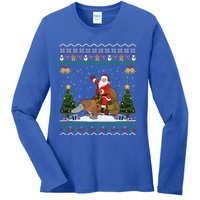 Platypus Ugly Xmas Gift Santa Riding Platypus Christmas Meaningful Gift Ladies Long Sleeve Shirt