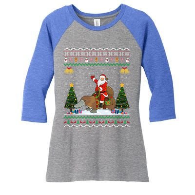 Platypus Ugly Xmas Gift Santa Riding Platypus Christmas Meaningful Gift Women's Tri-Blend 3/4-Sleeve Raglan Shirt