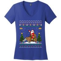 Platypus Ugly Xmas Gift Santa Riding Platypus Christmas Meaningful Gift Women's V-Neck T-Shirt