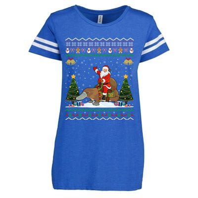 Platypus Ugly Xmas Gift Santa Riding Platypus Christmas Meaningful Gift Enza Ladies Jersey Football T-Shirt