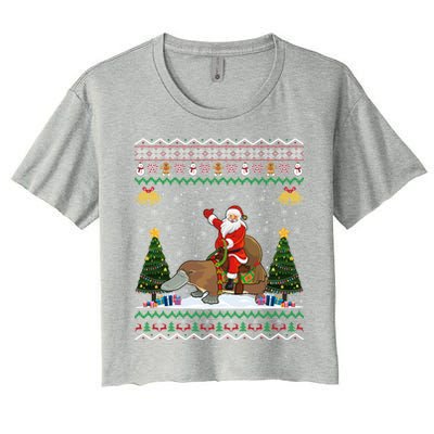 Platypus Ugly Xmas Gift Santa Riding Platypus Christmas Meaningful Gift Women's Crop Top Tee