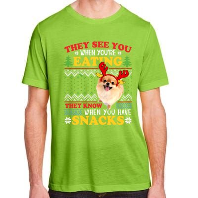 Pomeranian Ugly Xmas Funny Gift They See You're Eating Funny Gift Adult ChromaSoft Performance T-Shirt