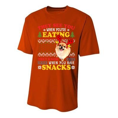 Pomeranian Ugly Xmas Funny Gift They See You're Eating Funny Gift Performance Sprint T-Shirt