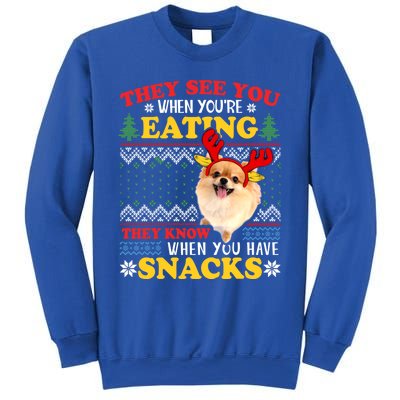 Pomeranian Ugly Xmas Funny Gift They See You're Eating Funny Gift Sweatshirt