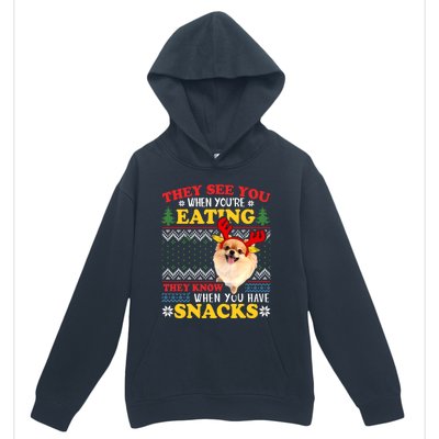 Pomeranian Ugly Xmas Funny Gift They See You're Eating Funny Gift Urban Pullover Hoodie