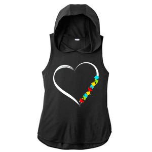 Puzzle Of Love Autism Awareness  Ladies PosiCharge Tri-Blend Wicking Draft Hoodie Tank