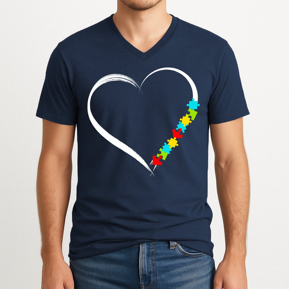 Puzzle Of Love Autism Awareness  V-Neck T-Shirt