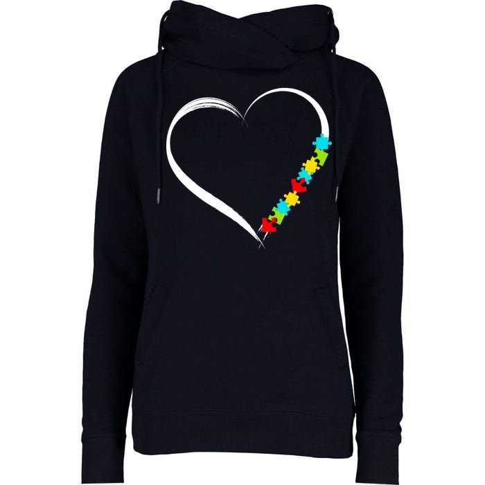 Puzzle Of Love Autism Awareness  Womens Funnel Neck Pullover Hood