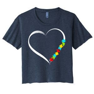 Puzzle Of Love Autism Awareness  Women's Crop Top Tee