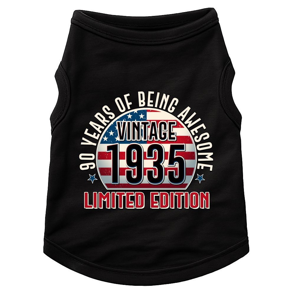 Patriotic Vintage 1935 Limited Edition 90 Years Of Being Awesome Doggie Tank