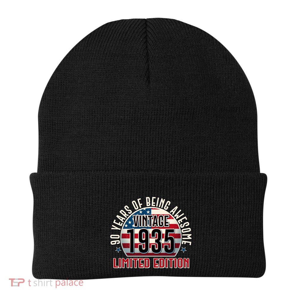 Patriotic Vintage 1935 Limited Edition 90 Years Of Being Awesome Beanie