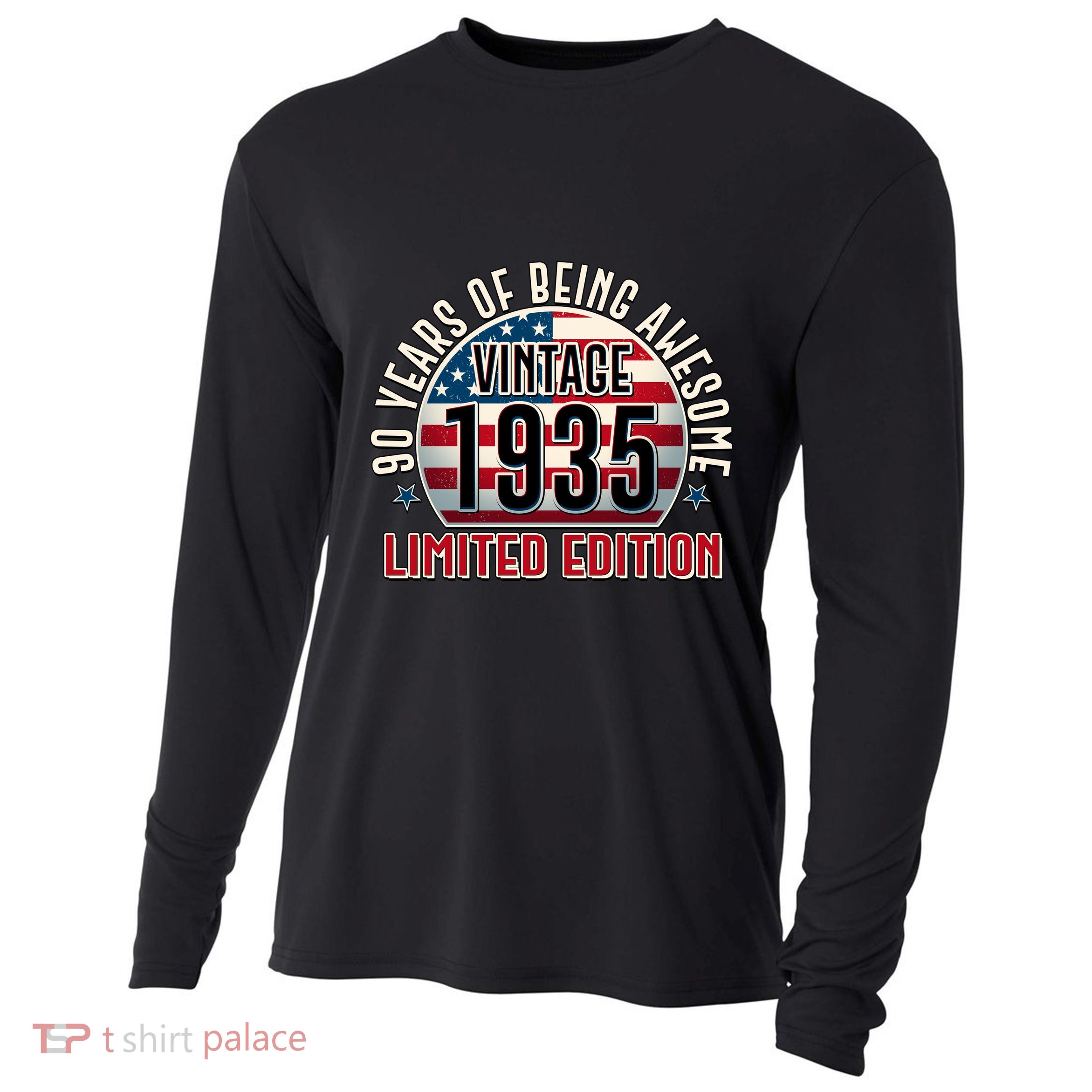 Patriotic Vintage 1935 Limited Edition 90 Years Of Being Awesome Cooling Performance Long Sleeve Crew