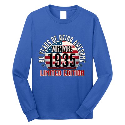 Patriotic Vintage 1935 Limited Edition 90 Years Of Being Awesome Long Sleeve Shirt