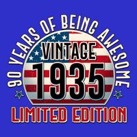 Patriotic Vintage 1935 Limited Edition 90 Years Of Being Awesome Womens T-Shirt