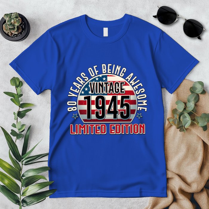 Patriotic Vintage 1945 Limited Edition 80 Years Of Being Awesome Premium T-Shirt