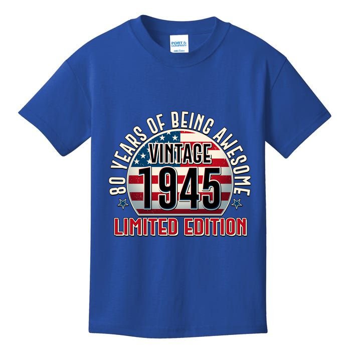 Patriotic Vintage 1945 Limited Edition 80 Years Of Being Awesome Kids T-Shirt