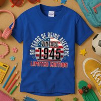 Patriotic Vintage 1945 Limited Edition 80 Years Of Being Awesome Kids T-Shirt