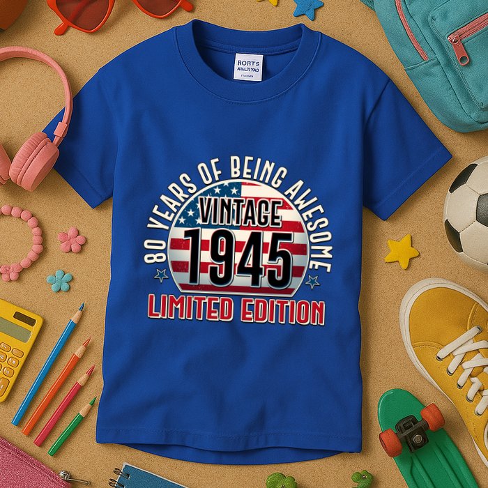Patriotic Vintage 1945 Limited Edition 80 Years Of Being Awesome Kids T-Shirt