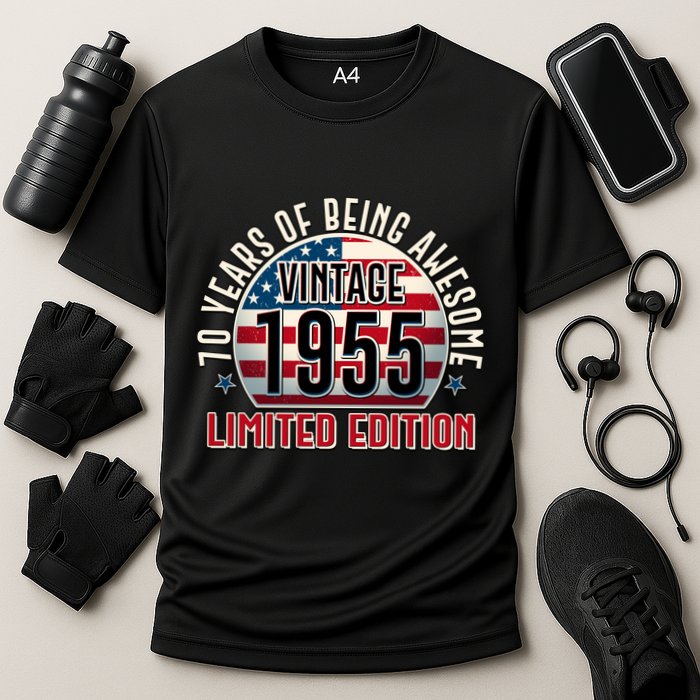 Patriotic Vintage 1955 Limited Edition 70 Years Of Being Awesome Performance Shirt