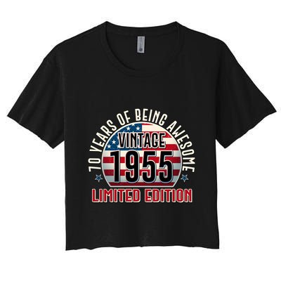 Patriotic Vintage 1955 Limited Edition 70 Years Of Being Awesome Crop Top