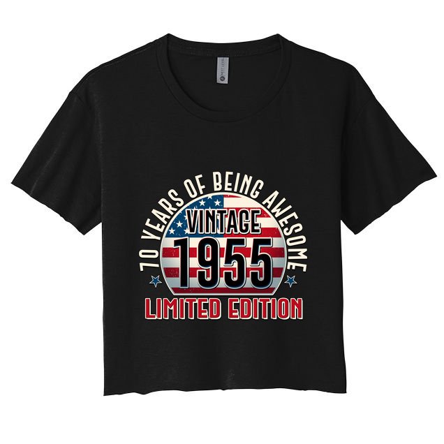 Patriotic Vintage 1955 Limited Edition 70 Years Of Being Awesome Crop Top