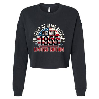 Patriotic Vintage 1955 Limited Edition 70 Years Of Being Awesome Cropped Pullover Crew