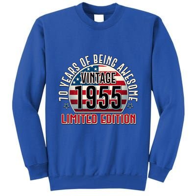 Patriotic Vintage 1955 Limited Edition 70 Years Of Being Awesome Tall Sweatshirt
