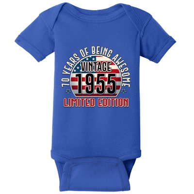 Patriotic Vintage 1955 Limited Edition 70 Years Of Being Awesome Baby Bodysuit