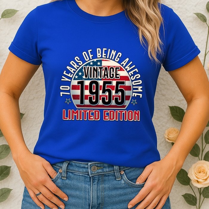 Patriotic Vintage 1955 Limited Edition 70 Years Of Being Awesome Womens T-Shirt
