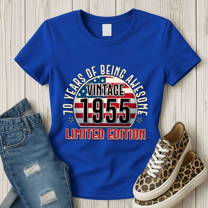Patriotic Vintage 1955 Limited Edition 70 Years Of Being Awesome Womens T-Shirt