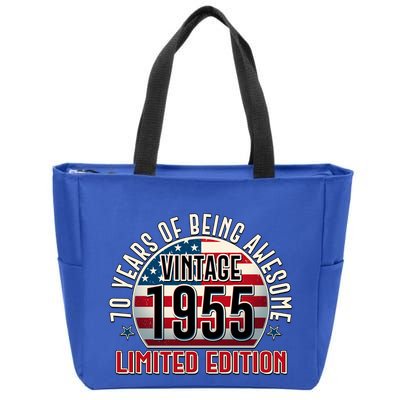 Patriotic Vintage 1955 Limited Edition 70 Years Of Being Awesome Zip Tote Bag