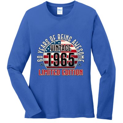 Patriotic Vintage 1965 Limited Edition 60 Years Of Being Awesome Ladies Long Sleeve Shirt
