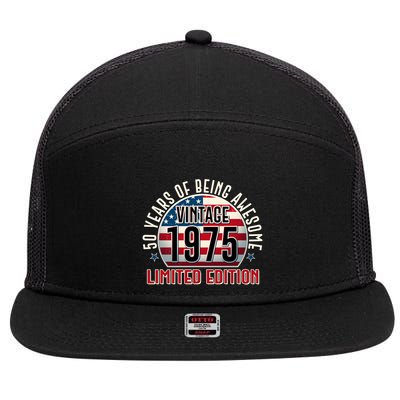 Patriotic Vintage 1975 Limited Edition 50 Years Of Being Awesome 7 Panel Mesh Trucker Snapback Hat